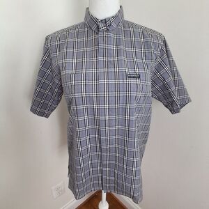 Burberry Black Label Nova Check Short Sleeve Shirt Size Small RARE!!